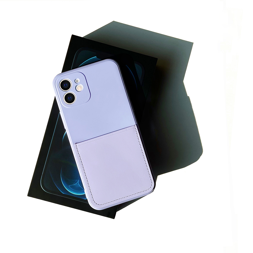 Case de Teléfono TPU Suave Con Ranura Para Tarjetas Para Iphone 12 - Púrpura Ligera