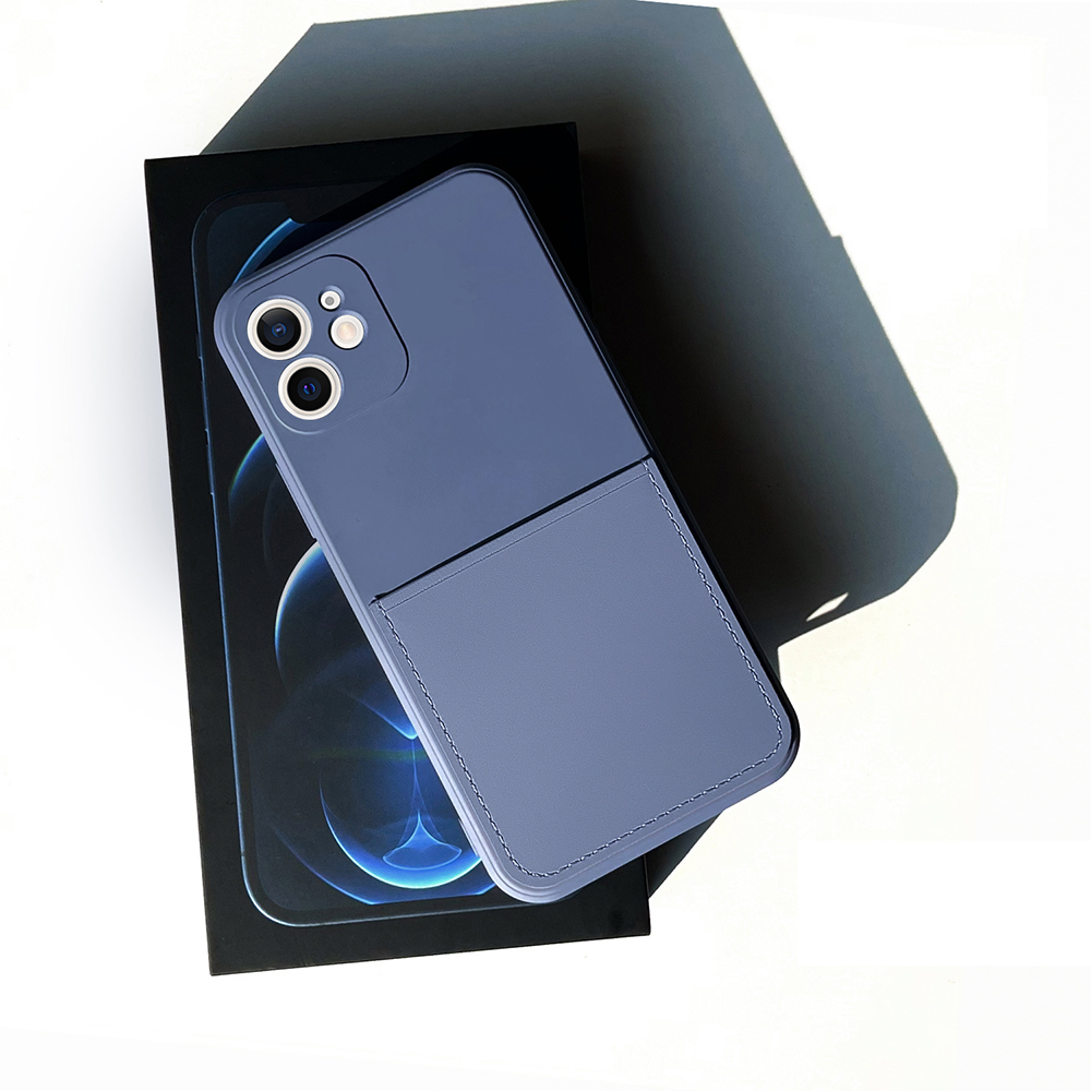 Capa de Telefone TPU Suave Com Slot de Cartão Para Iphone 12 - Luz Roxa