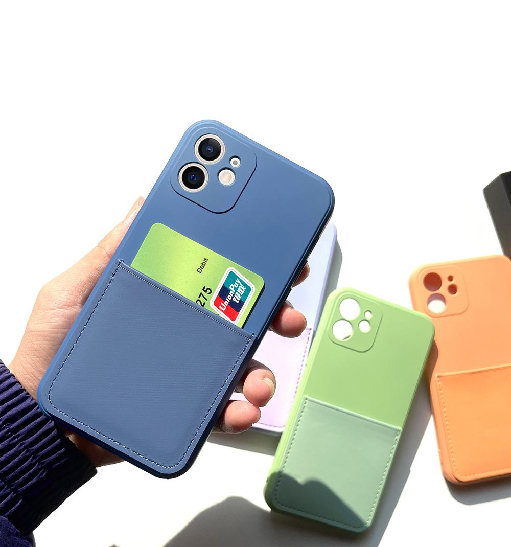 Case de Teléfono TPU Suave Con Ranura Para Tarjetas Para Iphone 12 - Púrpura Ligera