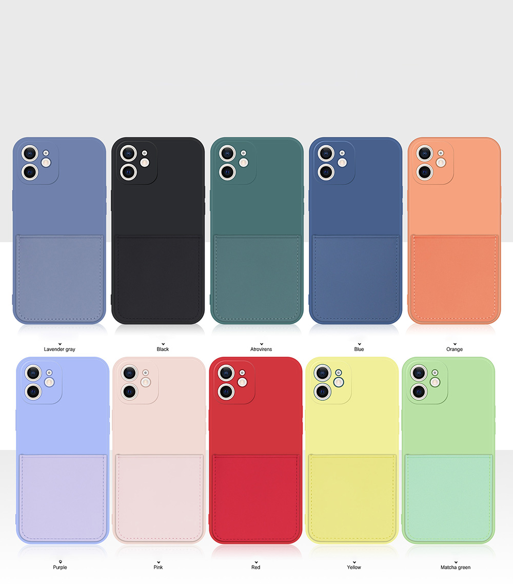 Case de Teléfono TPU Suave Con Ranura Para Tarjetas Para Iphone 12 - Púrpura Ligera