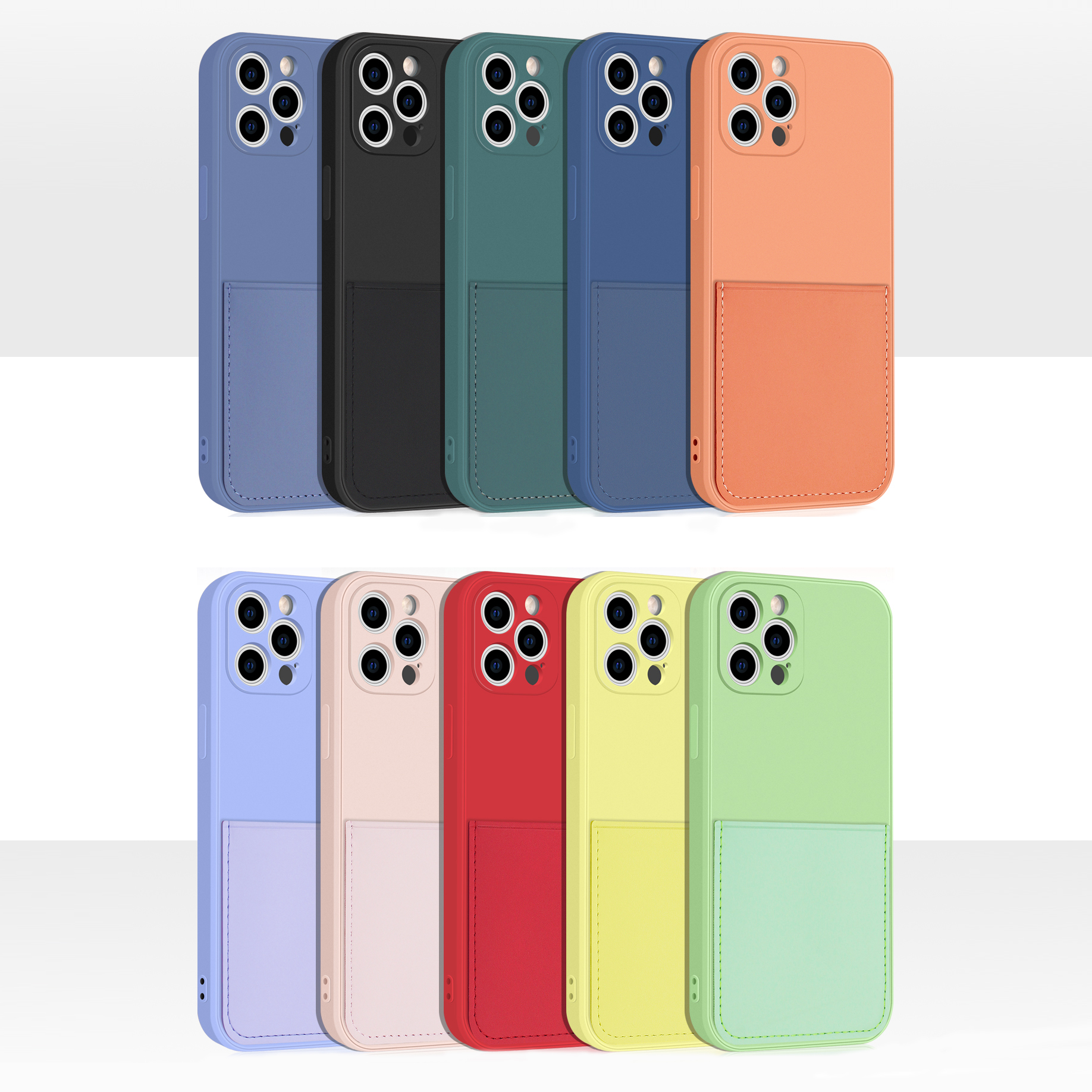 Case de Teléfono TPU Suave Con Ranura Para Tarjeta de Cuero PU Para Iphone 12 Pro Max 6.7 Pulgadas - Naranja