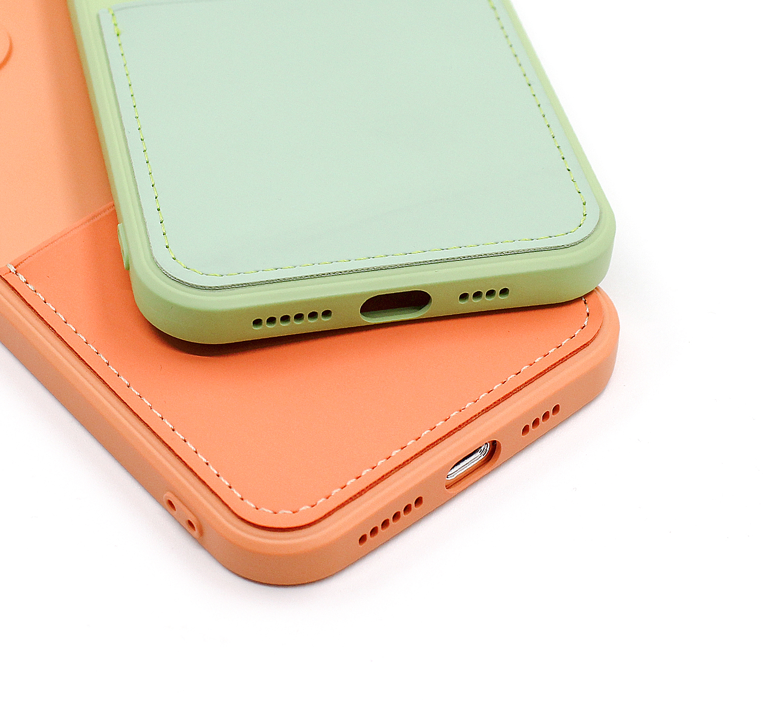 Capa de Telefone TPU Suave Com Slot de Cartão de Couro PU Para Iphone 12 Pro Máximo de 6,7 Polegadas - Laranja