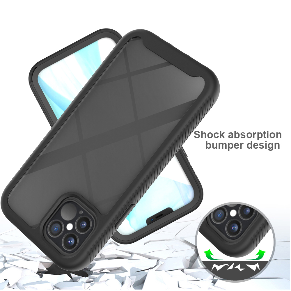 Cubierta de Teléfono Híbrido PC + TPU Para Iphone 12 Pro/12 - Negro