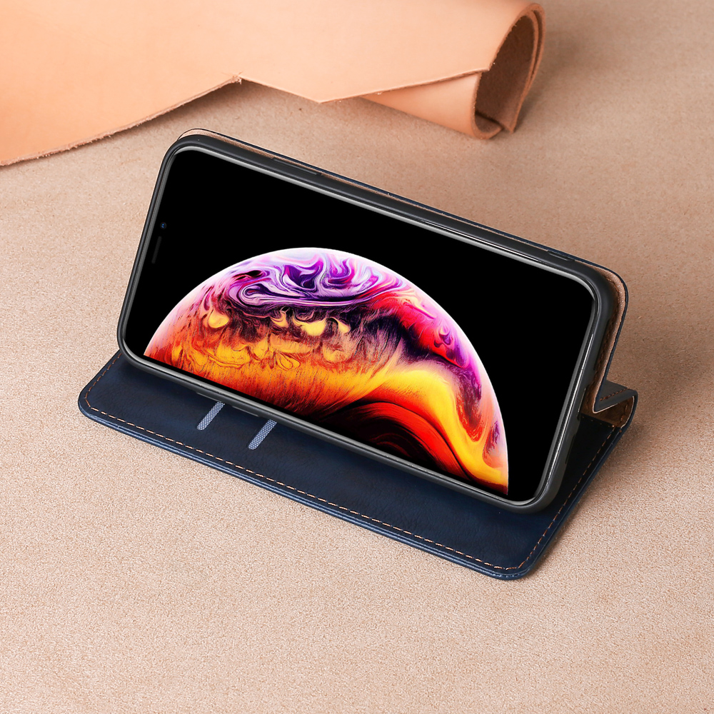 Multiple Colors Magnetic Leather Phone Cover Case for iPhone 12 Pro Max - Black-10