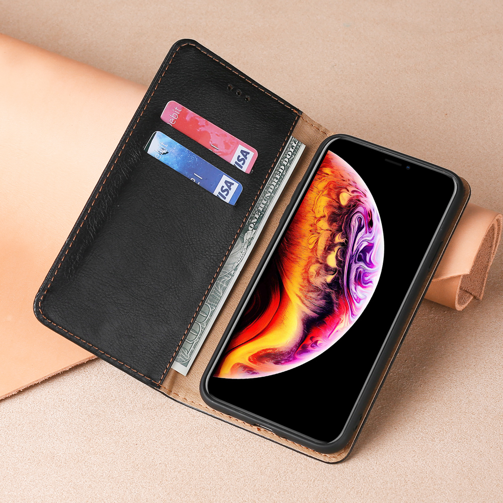 Multiple Colors Magnetic Leather Phone Cover Case for iPhone 12 Pro Max - Black-14