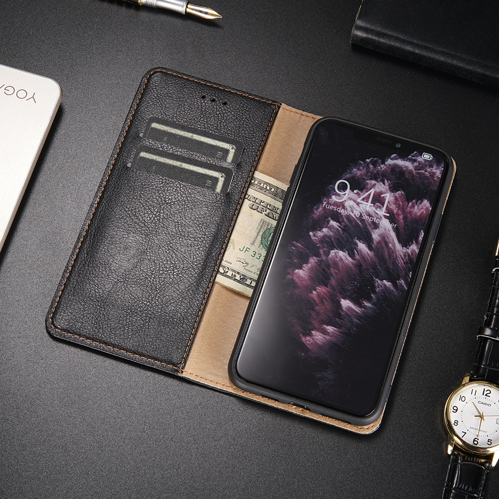 Multiple Colors Magnetic Leather Phone Cover Case for iPhone 12 Pro Max - Black-26