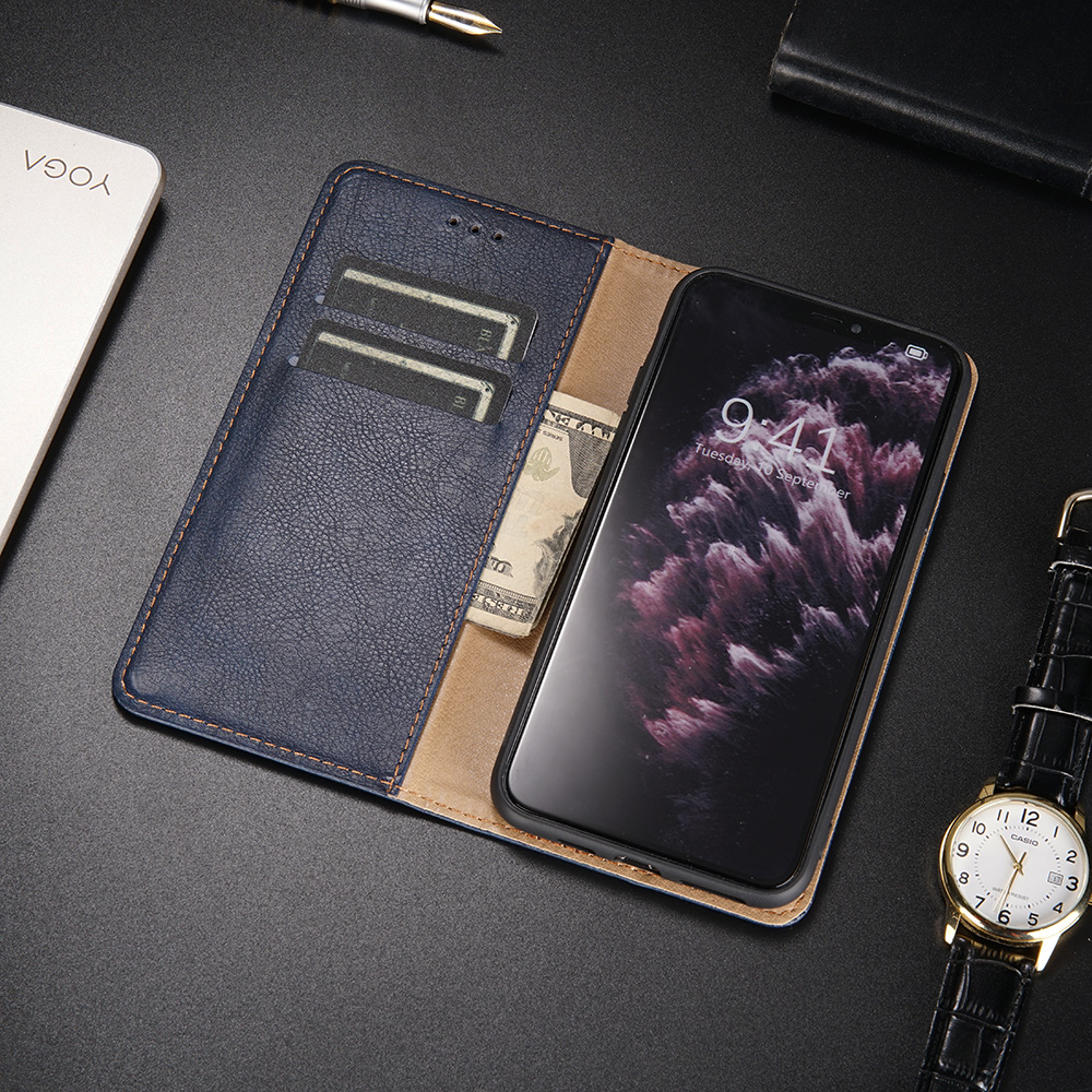 Multiple Colors Magnetic Leather Phone Cover Case for iPhone 12 Pro Max - Black-35