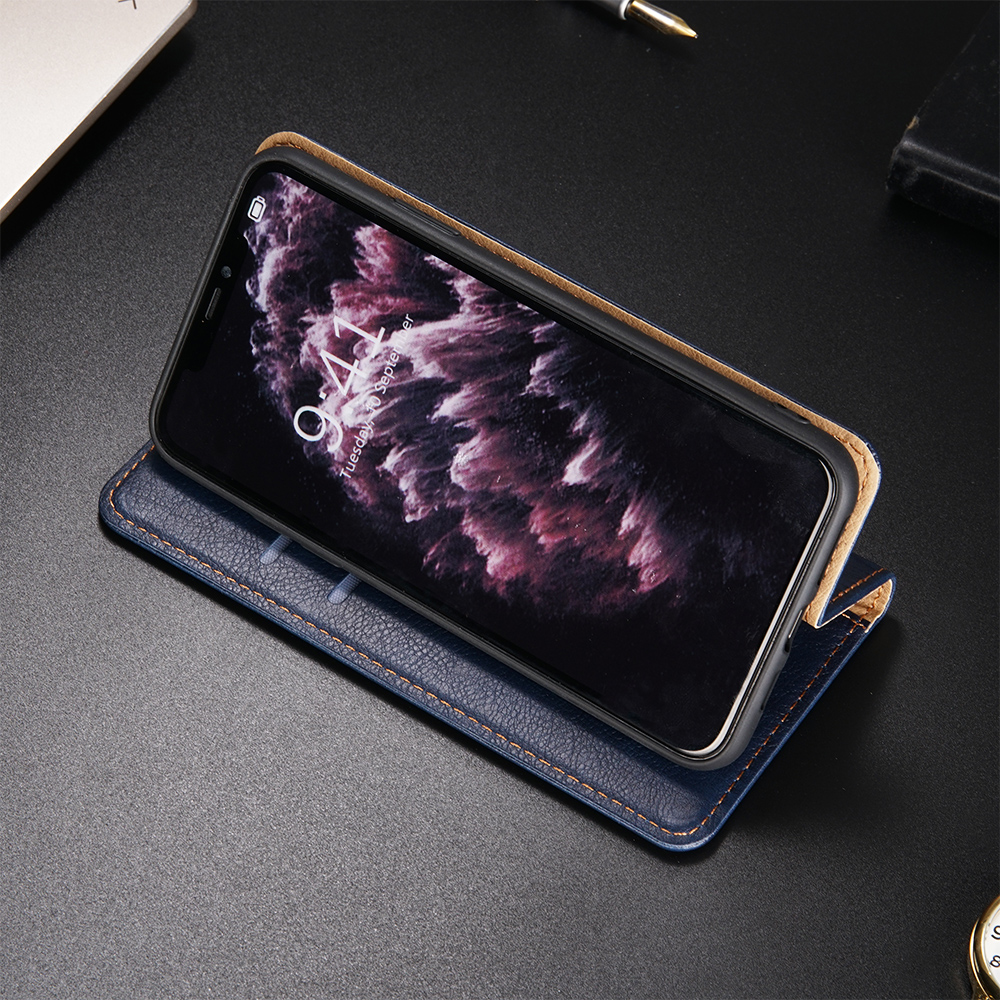 Multiple Colors Magnetic Leather Phone Cover Case for iPhone 12 Pro Max - Black-37