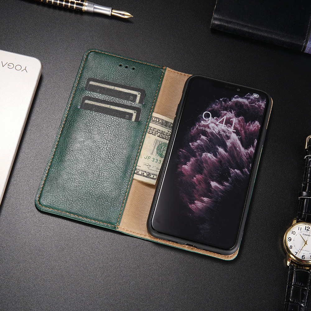Multiple Colors Magnetic Leather Phone Cover Case for iPhone 12 Pro Max - Black-43