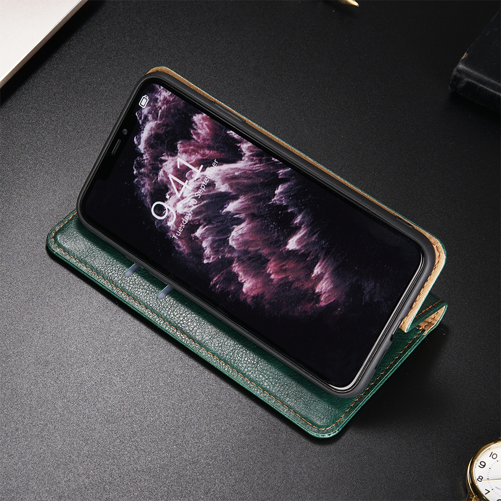 Multiple Colors Magnetic Leather Phone Cover Case for iPhone 12 Pro Max - Black-45