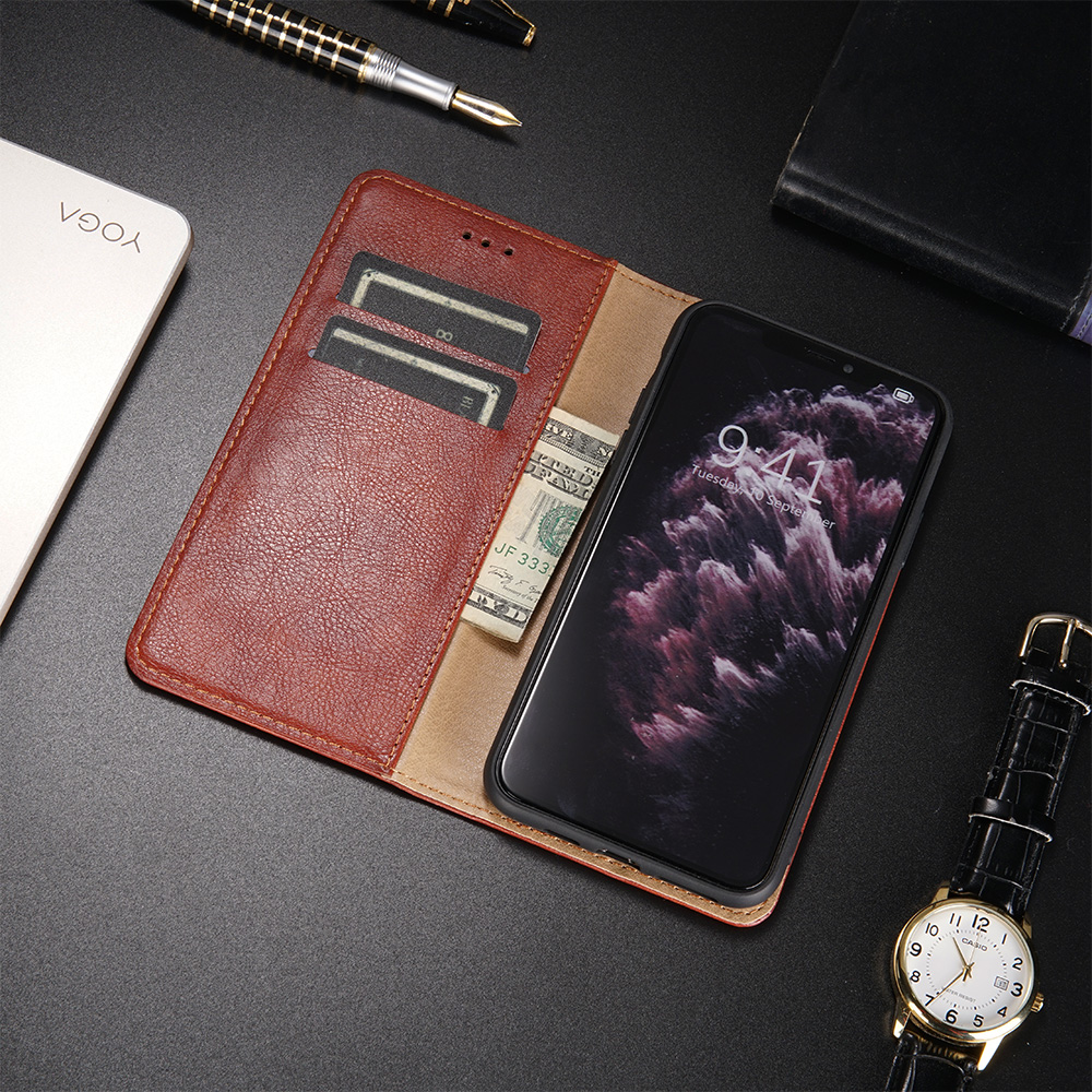 Multiple Colors Magnetic Leather Phone Cover Case for iPhone 12 Pro Max - Black-46