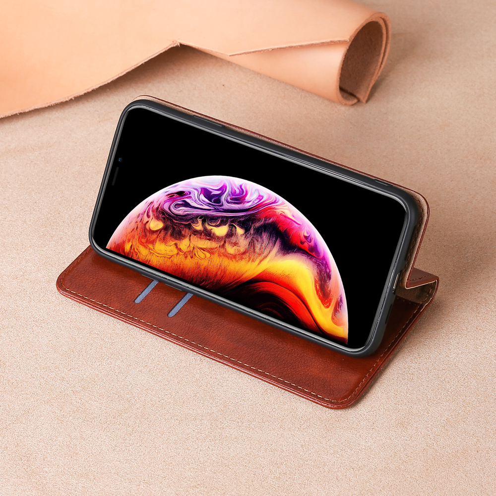 Multiple Colors Magnetic Leather Phone Cover Case for iPhone 12 Pro Max - Black-6