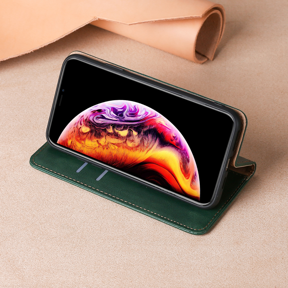Multiple Colors Magnetic Leather Phone Cover Case for iPhone 12 Pro Max - Black-7