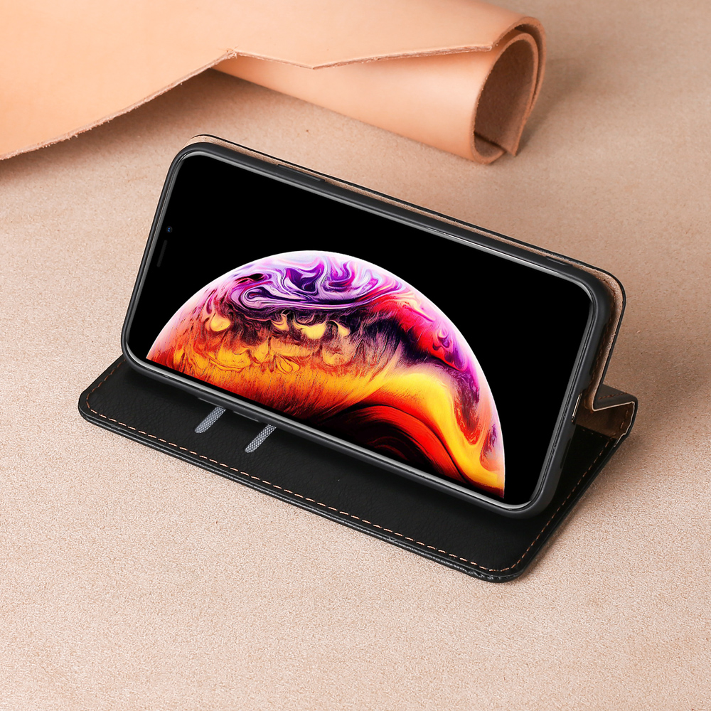Multiple Colors Magnetic Leather Phone Cover Case for iPhone 12 Pro Max - Black-8
