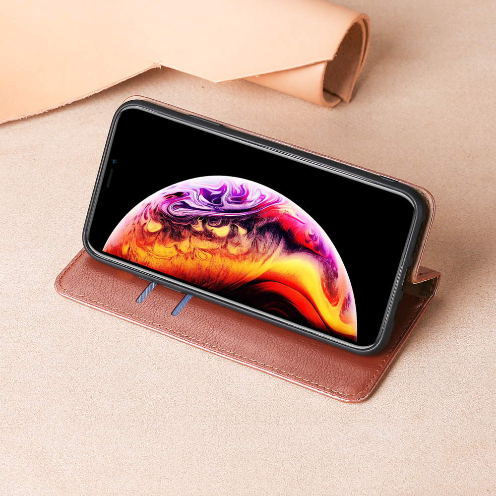 Multiple Colors Magnetic Leather Phone Cover Case for iPhone 12 Pro Max - Black-9