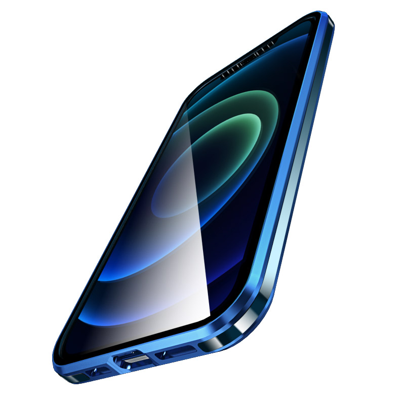 Lufie Coperchio Telefonico Per Protezione a Doppia Faccia in Metallo Magnetico Antiscratch Per la Protezione a Doppia Faccia Per Iphone 12 Mini Case - Blu