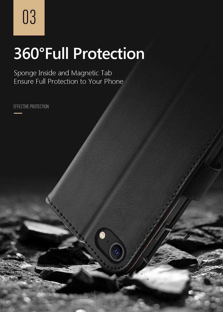 Dux Ducis Hivo Hypo Подлинный Кожаный Кожаный Телефон Folio Flip Cover Shell Для Iphone 7 / 8 / SE (2020) / SE (2022) - Красный