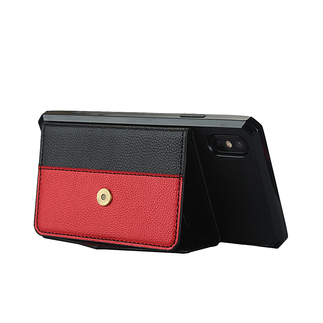 Wallet Litchi Texture Phone Case Back Shell with Makeup Mirror inside for iPhone XS Max - Black-5