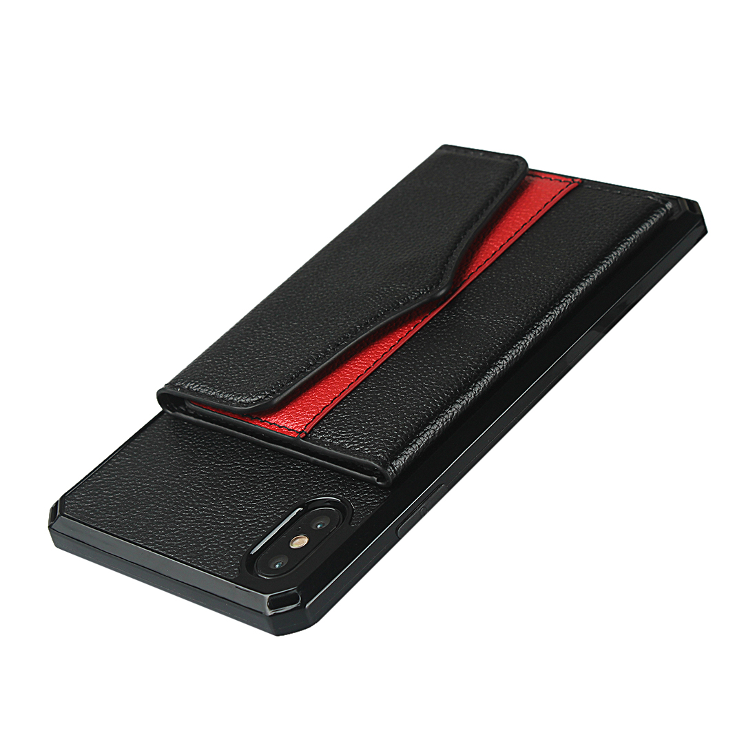 Wallet Litchi Texture Phone Case Back Shell with Makeup Mirror inside for iPhone XS Max - Black-6