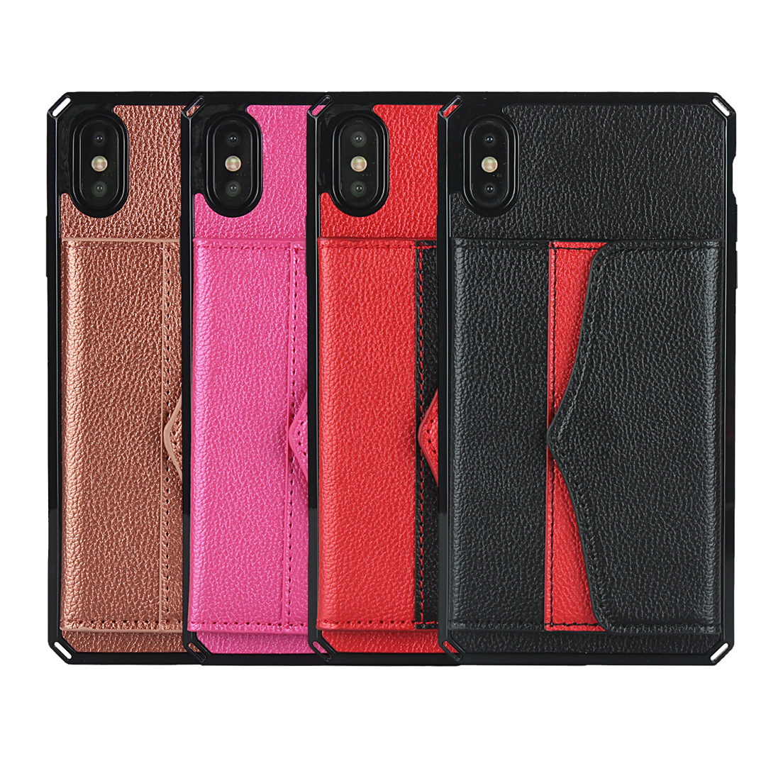 Wallet Litchi Texture Phone Case Back Shell with Makeup Mirror inside for iPhone XS Max - Black-7