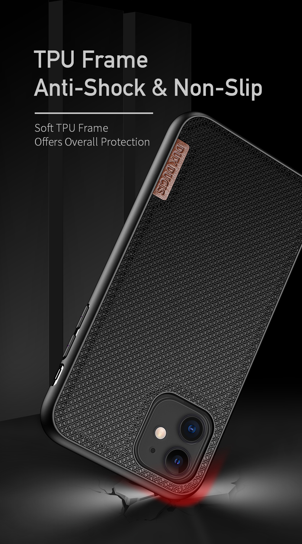 DUX DUCIS FINO Série Complète PROTECTION ANTIFICATION DU TÉLÉPHONE POUR IPHIPH 11 HYBRID Back Back - Le Noir