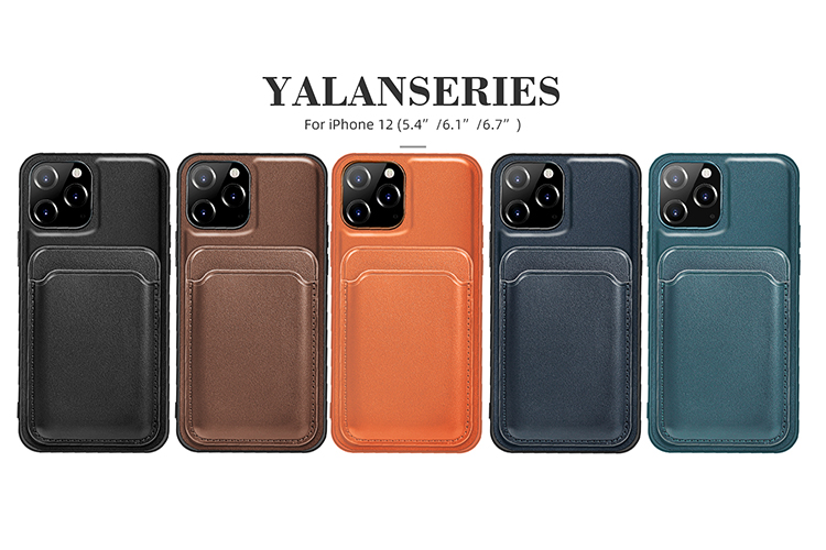 Mutural Yalan -serie PU Leder+tpu -telefonhülle Mit Magnetkartenhalter Für Iphone 12 Pro Max - Schwarz