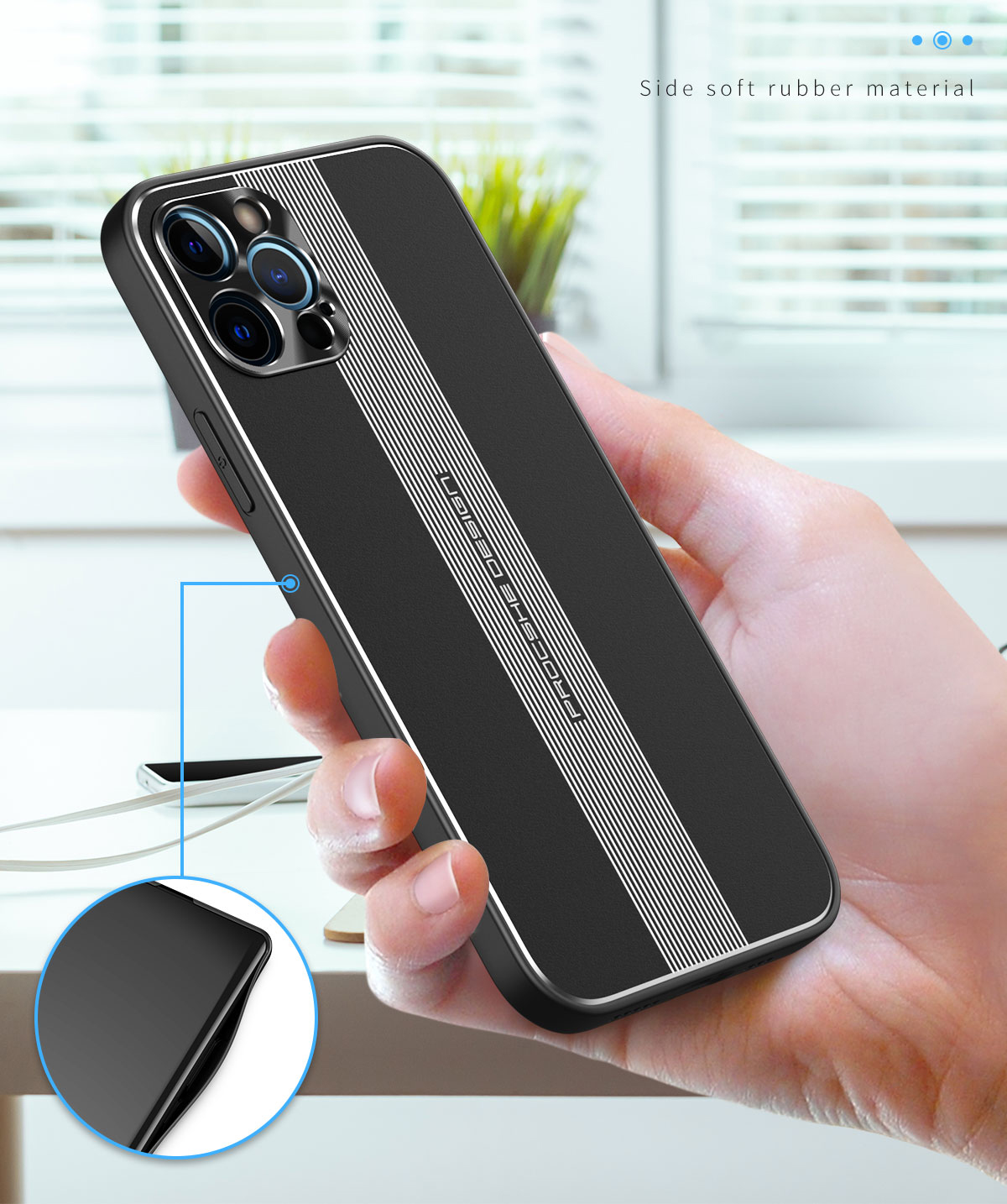 [con Hoja Incorporada De Imán] Diseño Recortado Preciso TPU + Funda Protectora Híbrida De Aleación De Aluminio Para IPhone 12 Pro - Negro