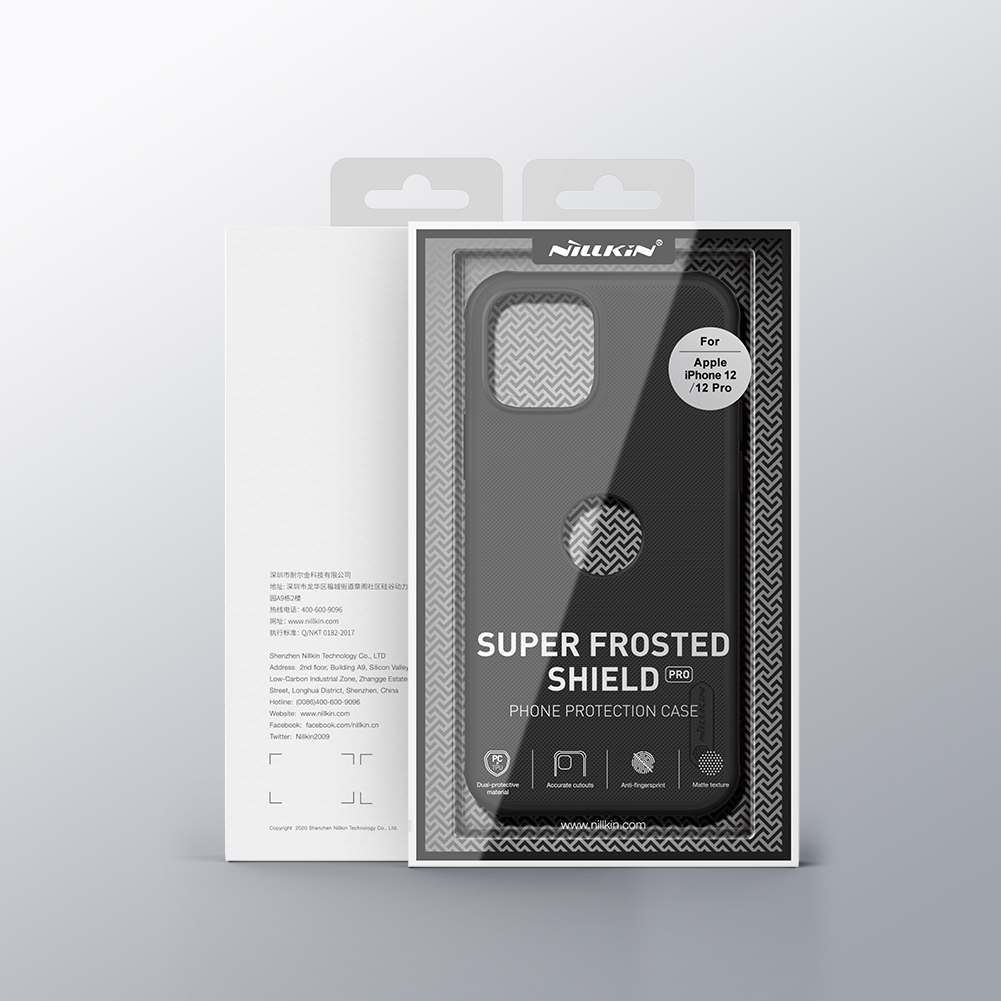 Nillkin Super Frosted Shield Pro Series TPU + PC Hybrid Case (con Recorte Del Logotipo) Para Iphone 12/12 Pro - Negro