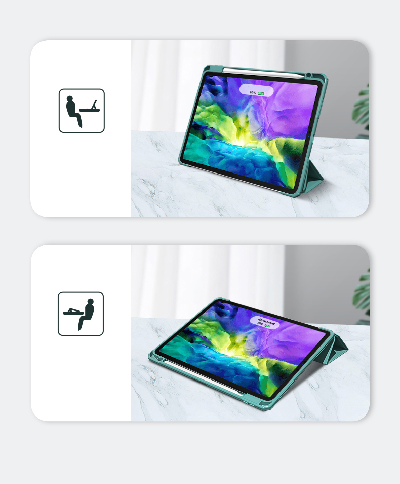 Mutural Für IPad Pro 12,9-Zoll (2021/2020/2018) Hybrid-Tablet-Fallschutzabdeckung Mit Kickstand-Stift-Slot - Schwarz