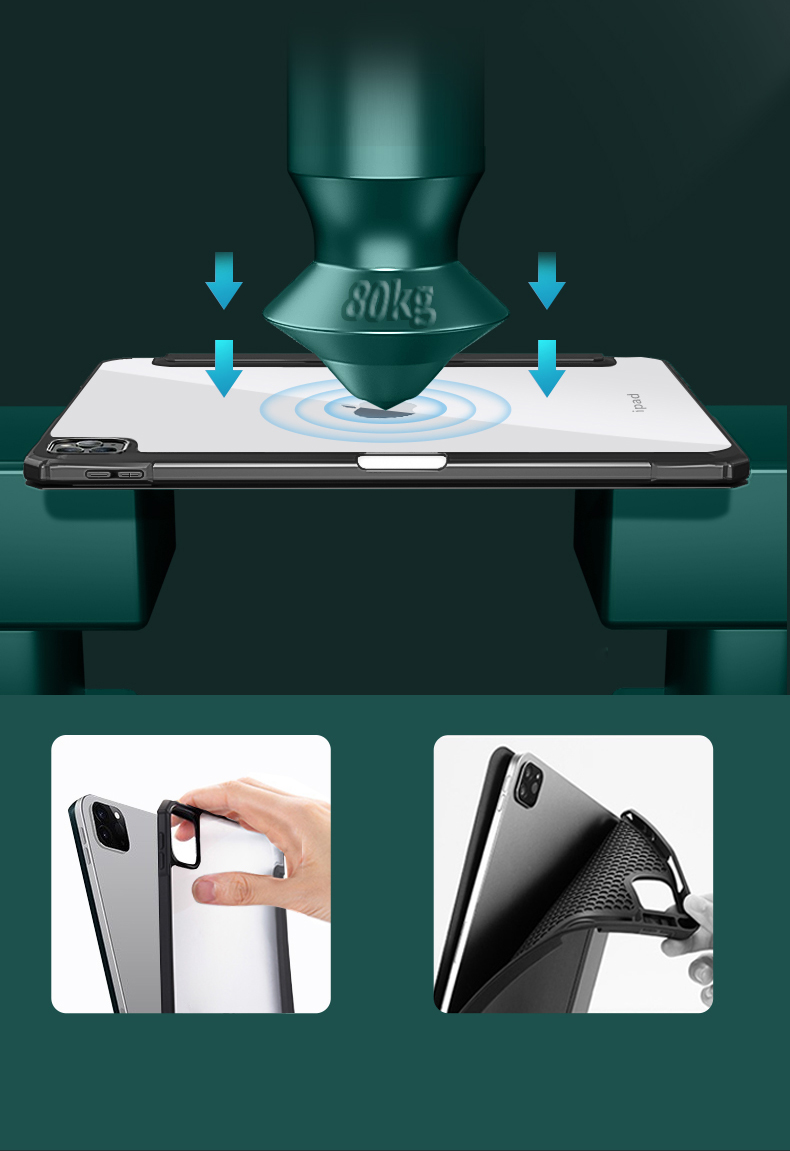 MUTURAL POUR IPAD PRODE 12,9 Pouces (2021/2020/2018) Couverture De Protection De La Table De Comprimés Hybrides Avec Fente De Stylo À Kickstand - Le Noir