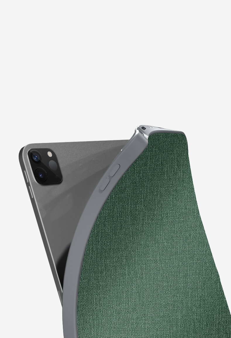 Copertina Per Tablet in Pelle Muttural King Kong Series Con Slot a Penna Per Ipad Pro 12,9 Pollici (2021/2020/2018) - Verde Nerastro