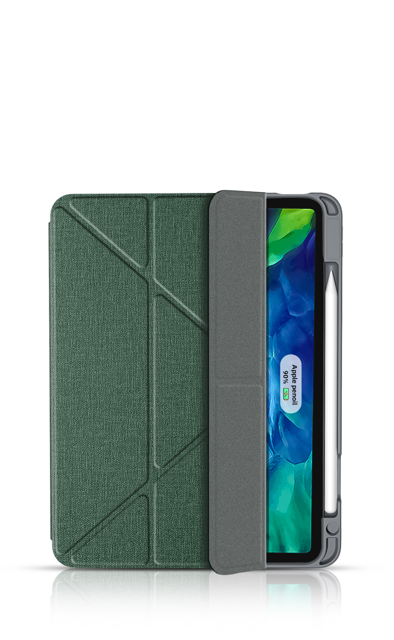 Copertina Per Tablet in Pelle Muttural King Kong Series Con Slot a Penna Per Ipad Pro 12,9 Pollici (2021/2020/2018) - Verde Nerastro