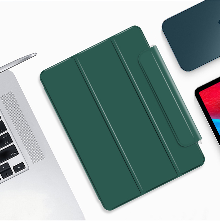 Cover Tablet in Pelle Senza Frame Senza Ispessioni a Magnete Per Ipad Pro 12,9 Pollici (2021)/(2020)/(2018) - Verde Scuro