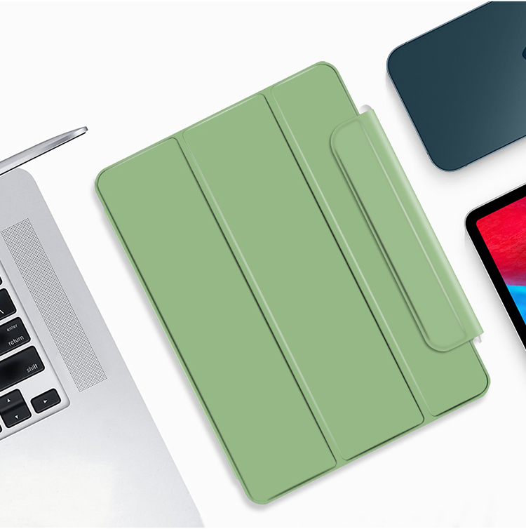 Cover Tablet in Pelle Senza Frame Senza Ispessioni a Magnete Per Ipad Pro 12,9 Pollici (2021)/(2020)/(2018) - Verde Scuro