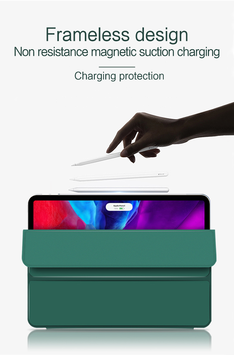 Cover Tablet in Pelle Senza Frame Senza Ispessioni a Magnete Per Ipad Pro 12,9 Pollici (2021)/(2020)/(2018) - Verde Scuro