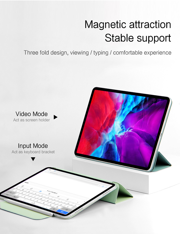 Cover Tablet in Pelle Senza Frame Senza Ispessioni a Magnete Per Ipad Pro 12,9 Pollici (2021)/(2020)/(2018) - Verde Scuro