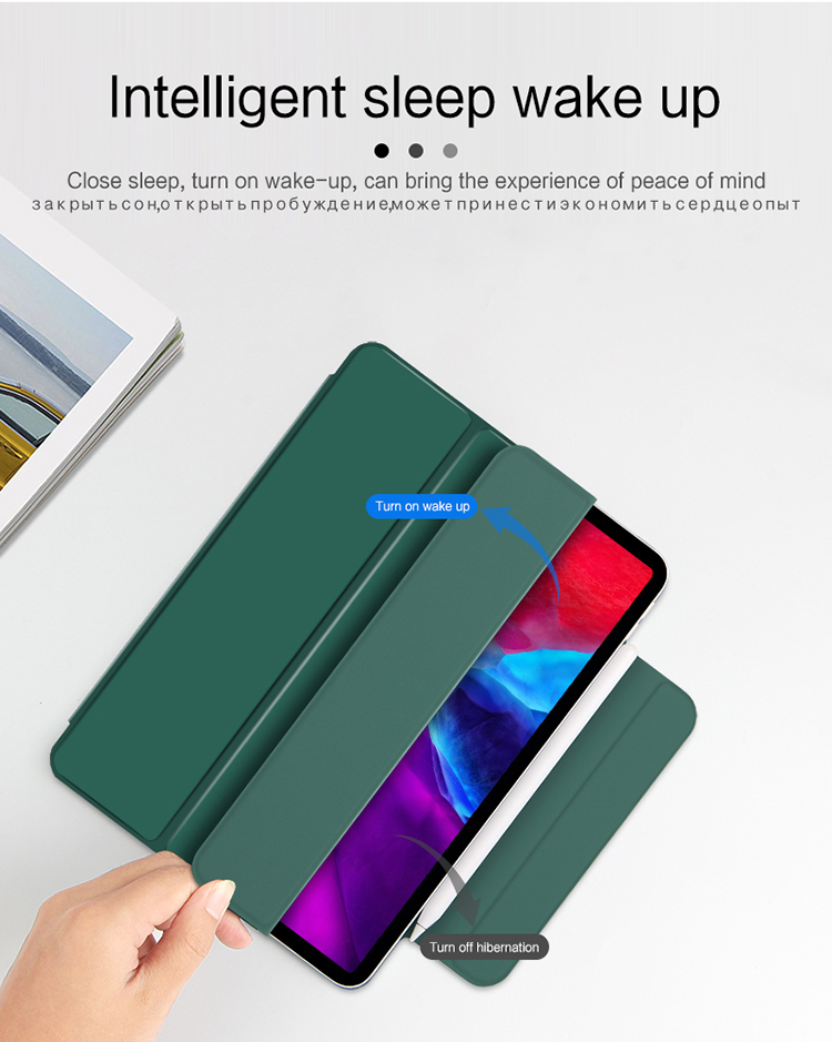 Cover Tablet in Pelle Senza Frame Senza Ispessioni a Magnete Per Ipad Pro 12,9 Pollici (2021)/(2020)/(2018) - Verde Scuro