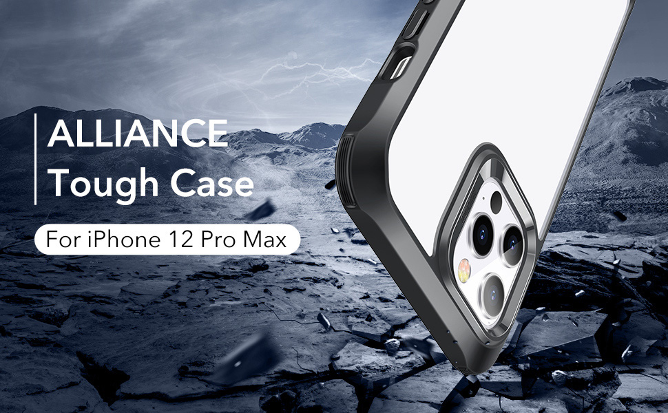 ESR ESR Alliance Tough Series PC and TPU Hybrid Case + 2Pcs Screen Shield for iPhone 12 Pro Max 6.7 inch - Black-1