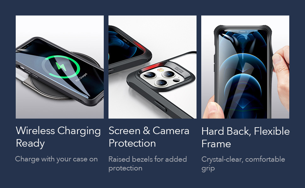 ESR ESR Alliance Tough Series PC and TPU Hybrid Case + 2Pcs Screen Shield for iPhone 12 Pro Max 6.7 inch - Black-3