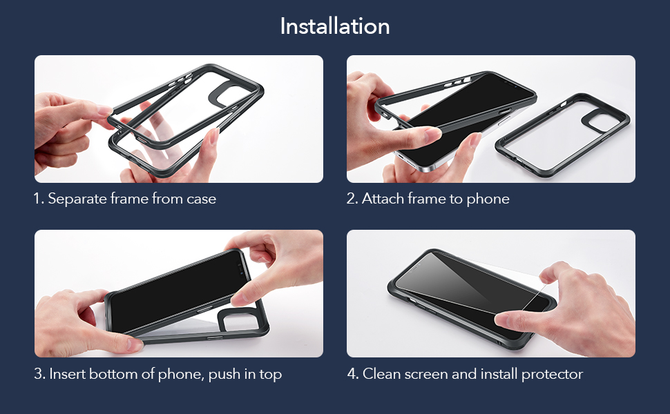 ESR ESR Alliance Tough Series PC and TPU Hybrid Case + 2Pcs Screen Shield for iPhone 12 Pro Max 6.7 inch - Black-4