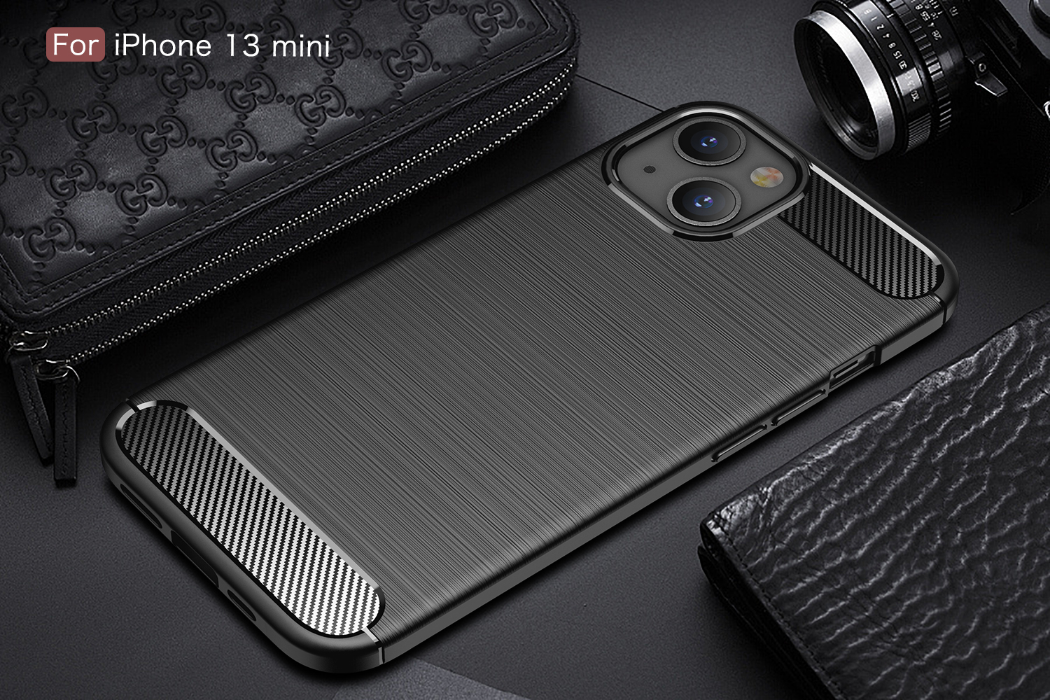 Wholesale TPU Carbon Fiber Texture Brushed Flexible Phone Protective Back Case for iPhone 13