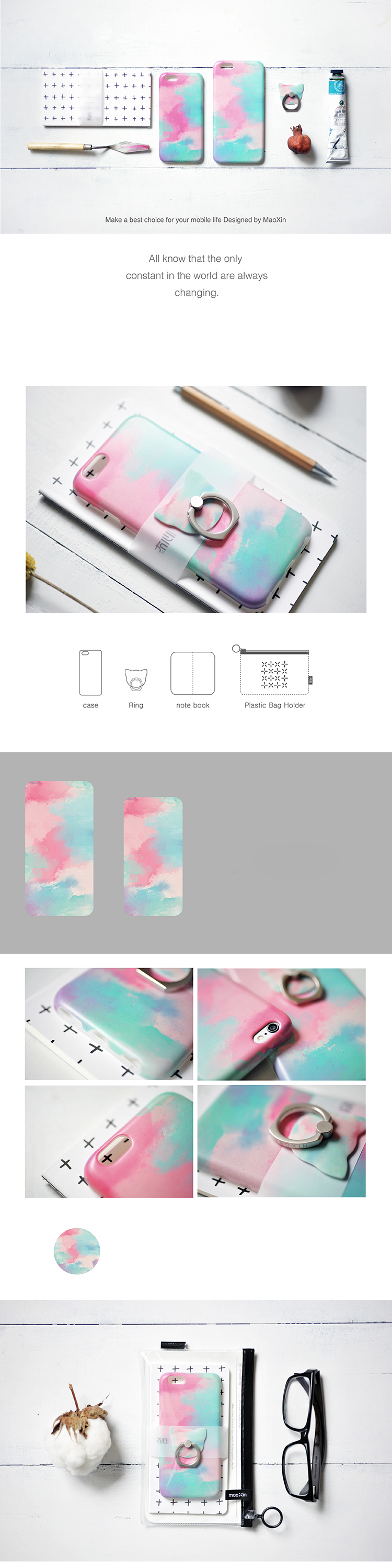 MAOXIN for iPhone 6s Plus/6 Plus Silicone Case with Ring Stand - Oil Painting Color-2