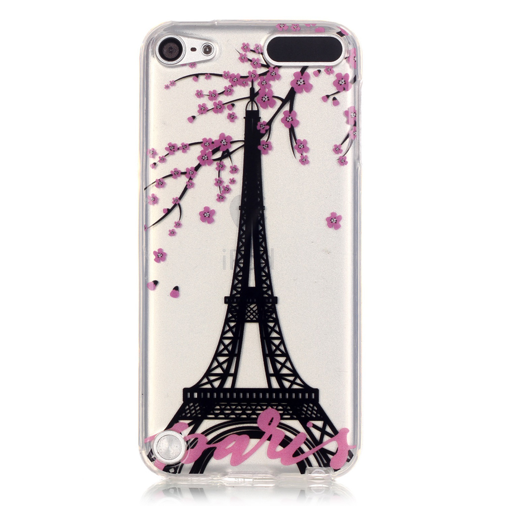 Soft IMD TPU Back Case para iPod Touch 6 / Touch 5 - Torre Eiffel e Flores-1