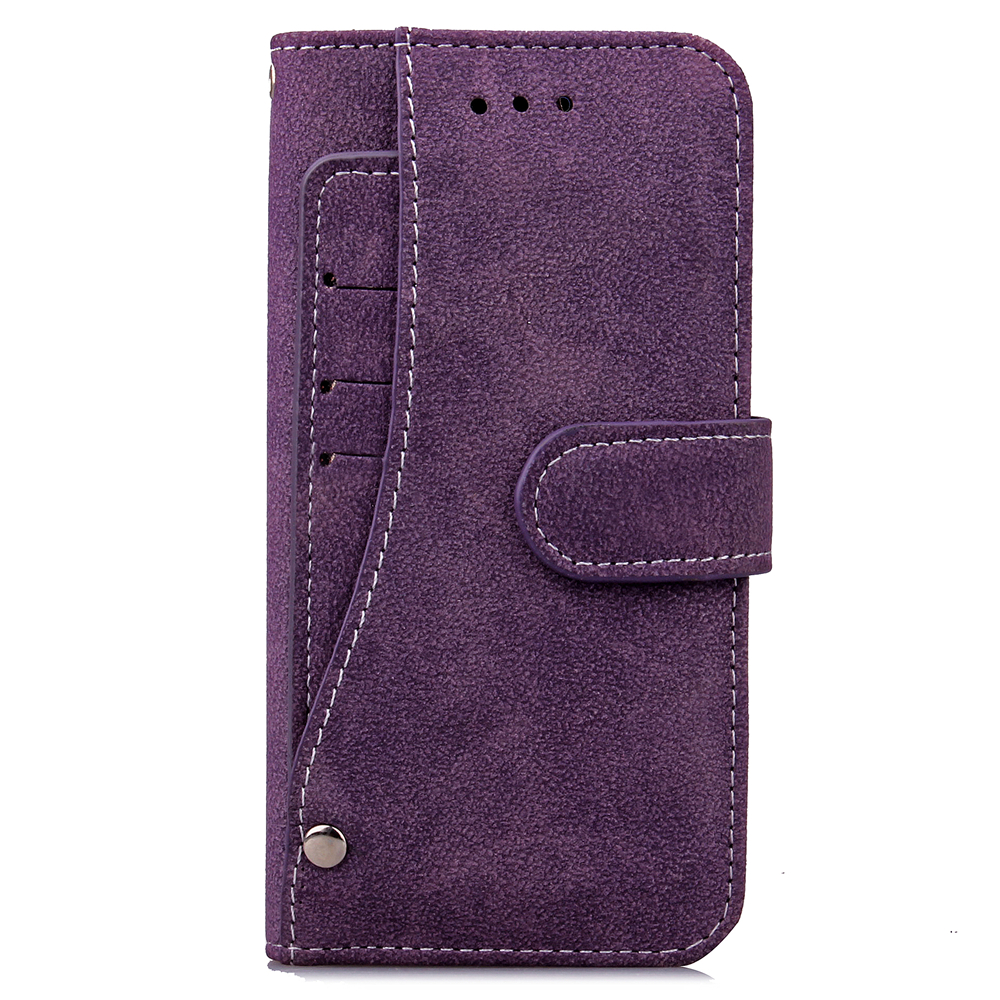 Matte Flip Leather Wallet Case for iPhone 6s Plus/6 plus with Magnetic Closure - Purple-2