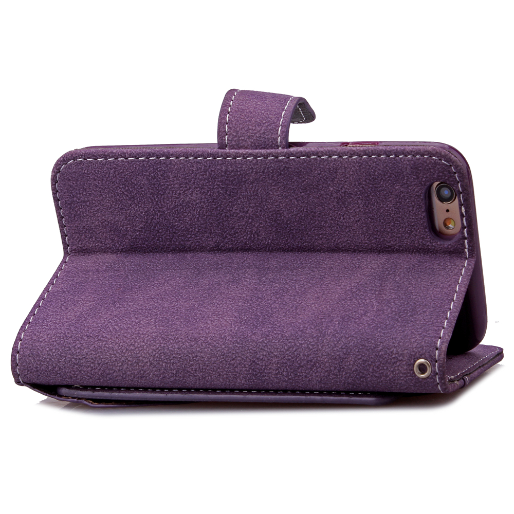 Matte Flip Leather Wallet Case for iPhone 6s Plus/6 plus with Magnetic Closure - Purple-6