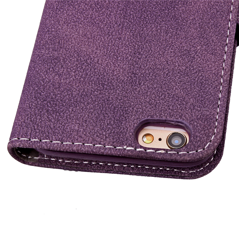 Matte Flip Leather Wallet Case for iPhone 6s Plus/6 plus with Magnetic Closure - Purple-7