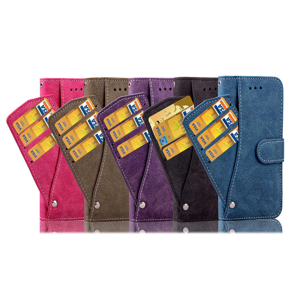 Matte Flip Leather Wallet Case for iPhone 6s Plus/6 plus with Magnetic Closure - Purple-8