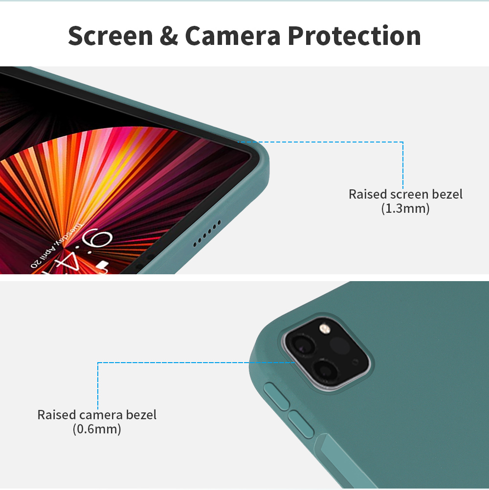 Custodia di Protezione Per Caduta di Caduta di Microfibra Morbida a Silicone Liquido Per la Pelle Per Ipad Pro 11 Pollici (2021)/(2020)/(2018) - Verde