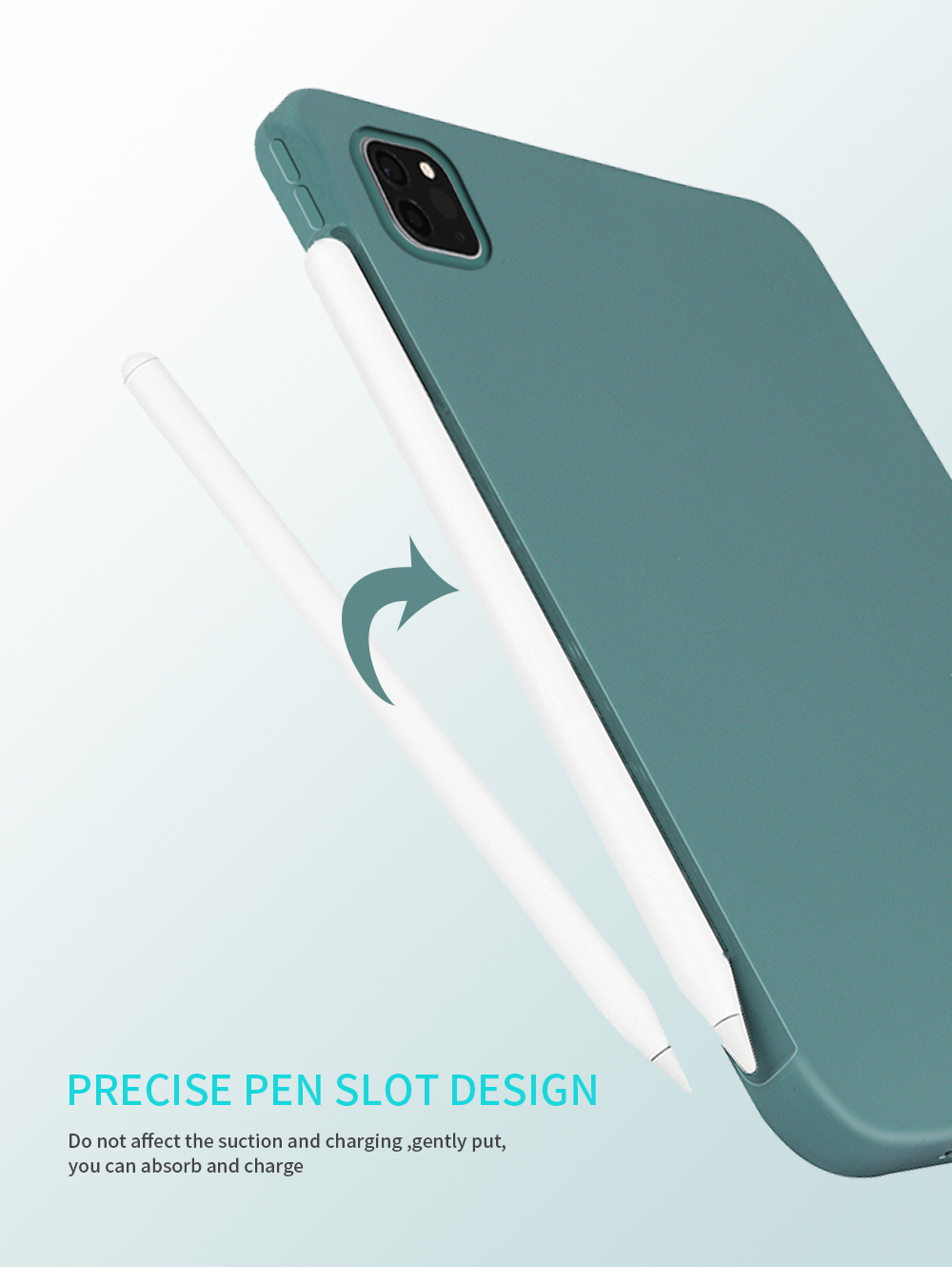 Custodia di Protezione Per Caduta di Caduta di Microfibra Morbida a Silicone Liquido Per la Pelle Per Ipad Pro 11 Pollici (2021)/(2020)/(2018) - Verde