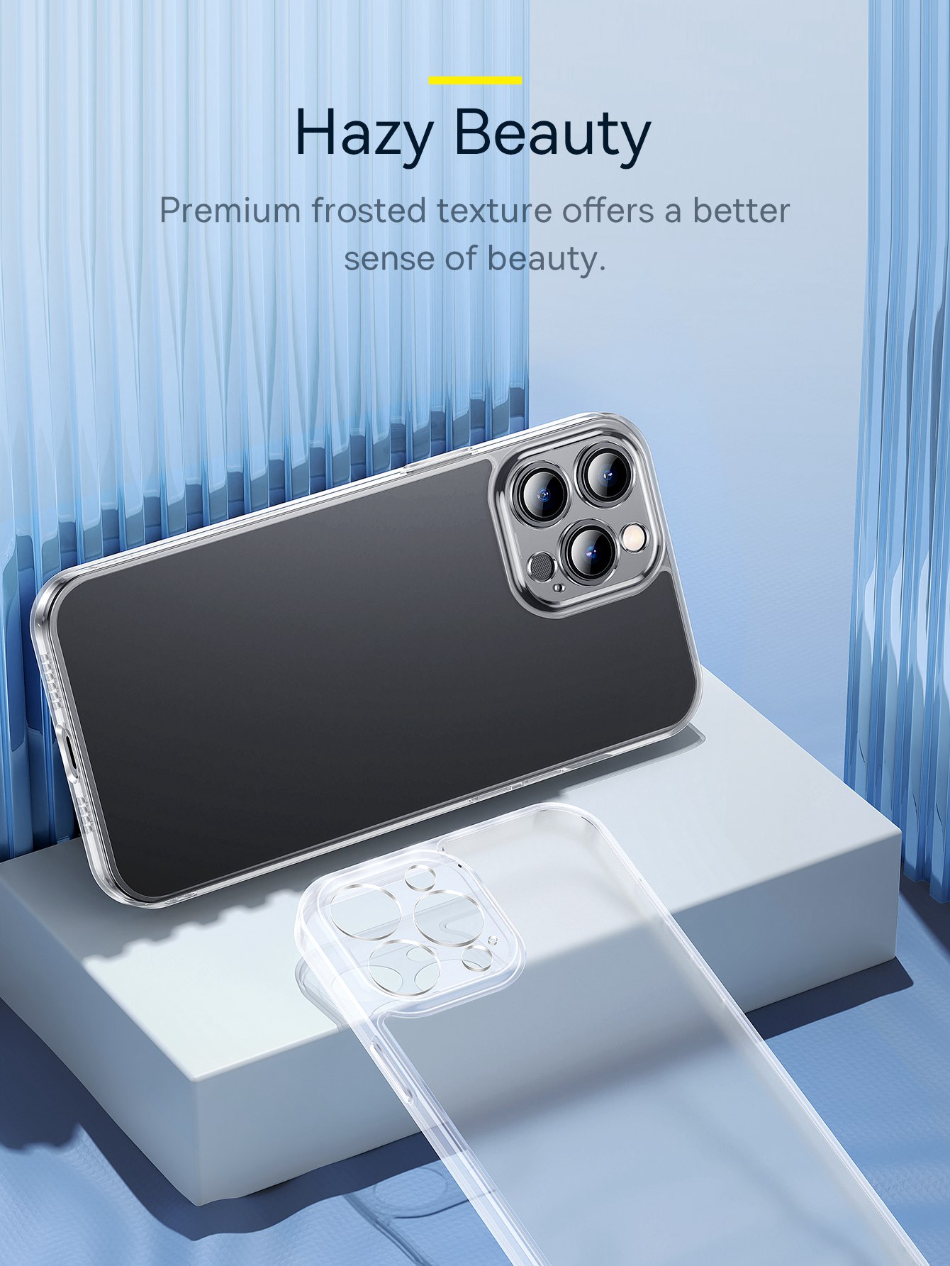 Baseus Pour Iphone 13 Pro 6,1 Pouces (2021) Couverture de Téléphone de Protection en Verre Givré (couverture Complète du Film en Verre Trempé + Kit de Nettoyage) - Transparent